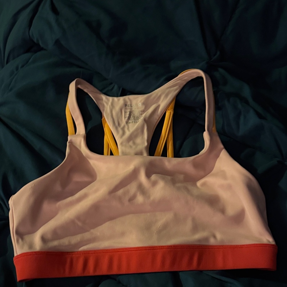 Peloton Pink and Red Sports Bra
